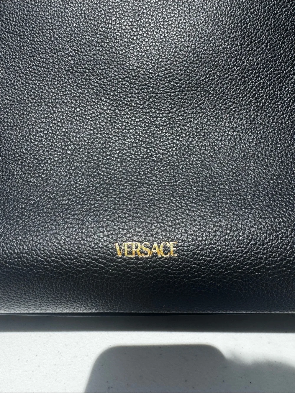 “Authentic Versace Medusa Black Leather Tote Gold Chain w/ Box and Dust bag”